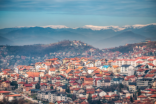 scenic beauty of Sarajevo's cityscape, where old-world charm meets modern architecture against the backdrop of the Balkan mountains.