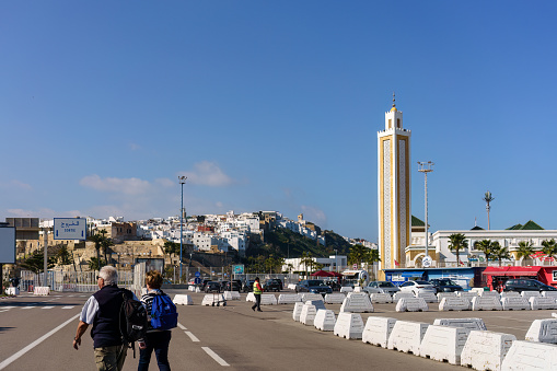 Tangier, Morocco. February 6, 2024 - View towards the city from the harbor.