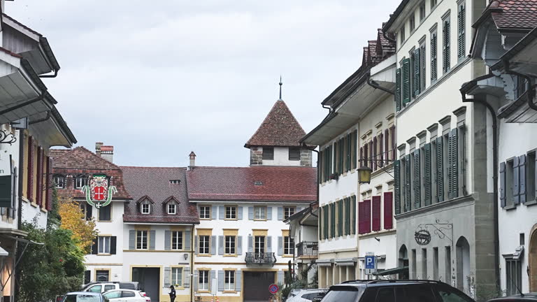 Murten Altstadt And It's Medieval Buildings In Murten, Switzerland
