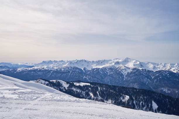 istock Majestic horizon - view of mountain ridges under a pale sky. 2149814228