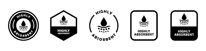 Extra Absorbency Icon Highly Absorbent Vector Signs For Diaper Or Pad Label Stock ...
