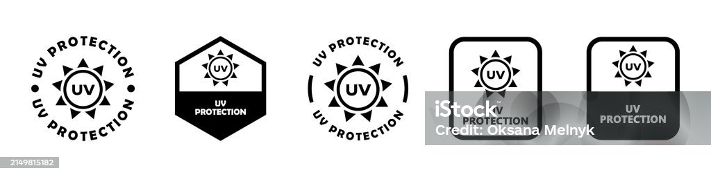 Uv Protection Sign En Uv Protection Sign Ultraviolet Rays Protection Vector Labels Stock ...