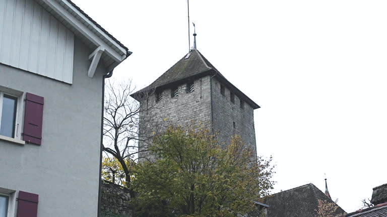 Defensive Medieval Tower Of Murten, Switzerland