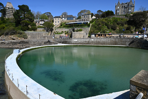 Dinard, France, april 18, 2024 : Seawater swimming pool at Dinard lock beach