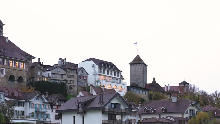Majestic Buildings Of Murten, Switzerland