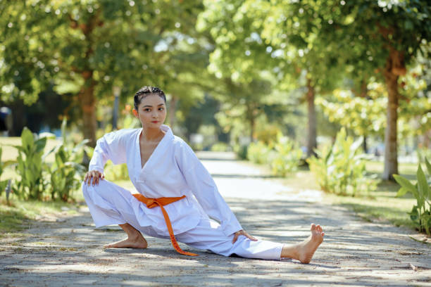 istock Taekwondo Athlete Stretching Legs 2149822195