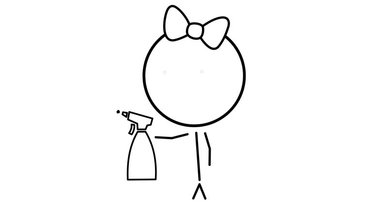 Girl with cleaning product