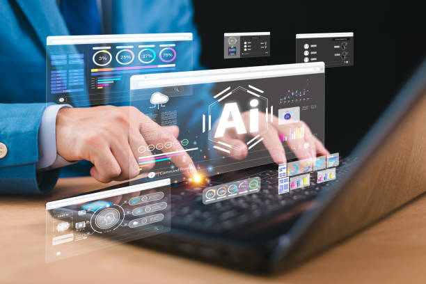 istock AI help analysis business concept. Artificial intelligence technology assistance in futuristic daily life, customer service. Businessman use Smartphone AI application. Modern technology to help work 2149823762