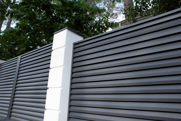 istock Modern metal fence with shutters blinds 2149824459