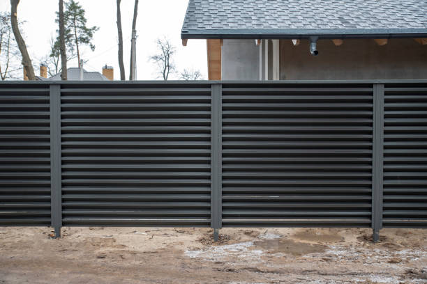 istock Modern metal fence with shutters blinds 2149824461