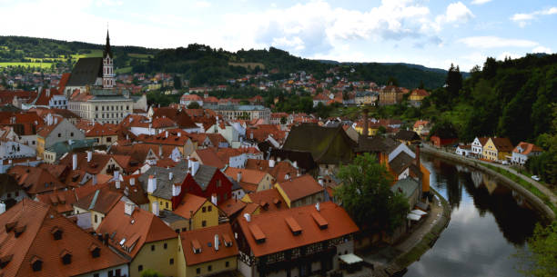 27 of July 2016 - Czech Republic: View of Cesky Krumlov in summer cloudy day, Czech Republic