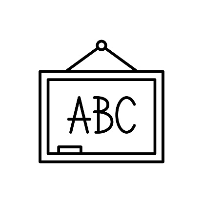 School board icon vector illustration. Blackboard on isolated background. Alphabet sign concept.