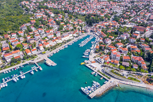 Malinska Village, Krk Island, Croatia, aerial view
