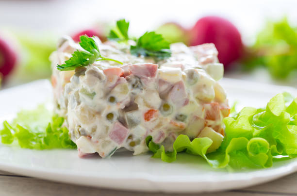 istock vegetable salad with boiled vegetables and dressed with mayonnaise 2149827399