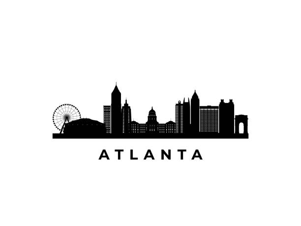 ilustrații de stoc cu vector orizontul atlantei. călătorie atlanta repere celebre. concept de afaceri si turism de prezentare, banner, site web. - orizont urban