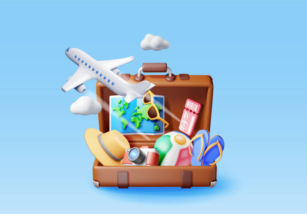 istock 3D travel bag. Holiday or vacation. 2149828260