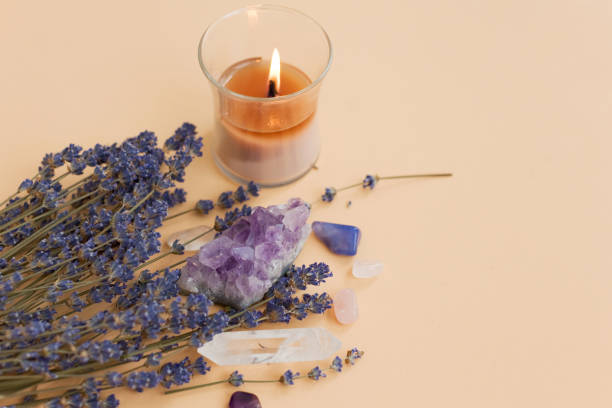 istock Amethyst, candle and lavender still life 2149828379