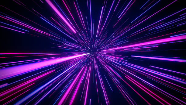 istock Multi-colored, rainbow splash of glowing synthetic lines. Abstract data flow tunnel radial lines explosion stars. 3d futuristic background, hyperspace zoom. Neon. Time 4k. 2149833272