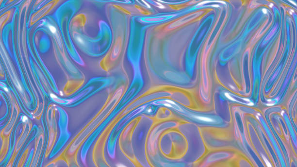 istock Movable, plastic, laser, synthetic color, holographic background. Light pink, blue, pink, gradient. 3D brilliant screen saver. Modern, stylish, chaotic. 2149833324