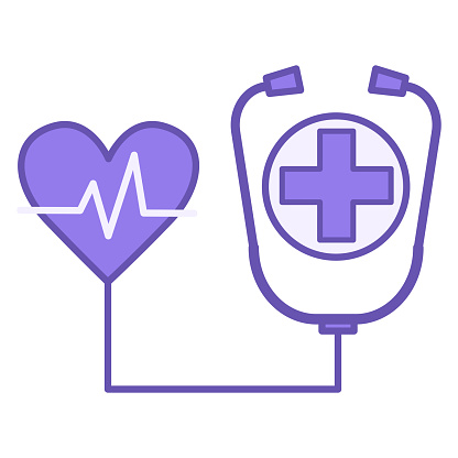 Colored Health Icon. Vector Icon of Tonometer, Pulsating Heart, and Medical Cross. Healthy Lifestyle Concept