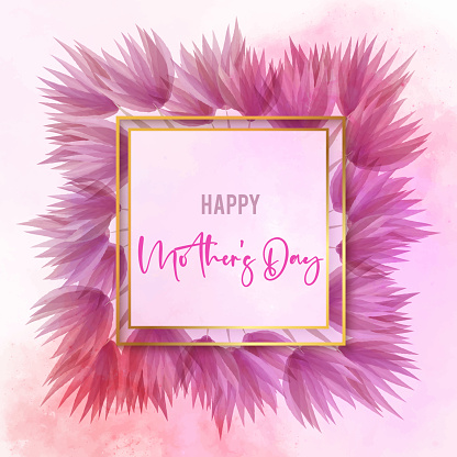 Happy Mother's Day, Watercolor Multicolored Fresh Bloosoms Design for Greeting Cards, Advertising, Banners, Leaflets and Flyers. Floral Frame.