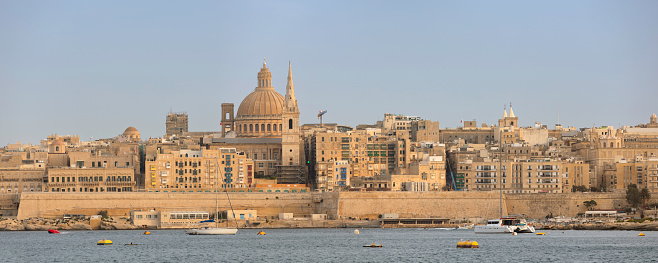 Seaside view of Valletta on the island of Malta.