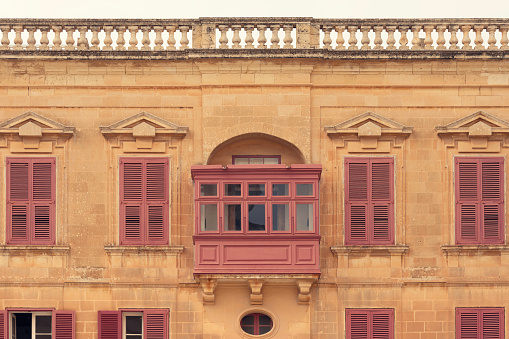 Facade of a building in the old town of Mdina in Malta.