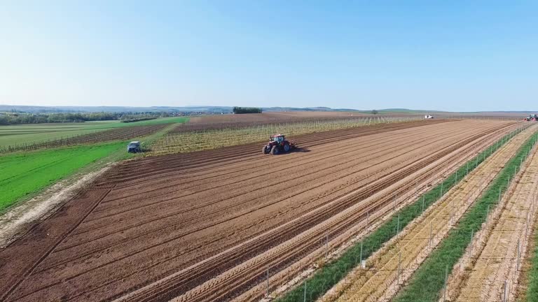 Aerial drone view of a flying over the rural agricultural landscape. stock video