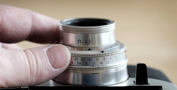 istock Old Camera Manual Lens Photography Equipment Fingers Changing Settings 2149837194
