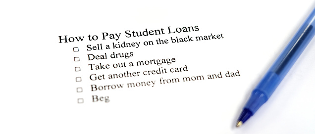 Written checklist of ideas for paying student loans off getting out of debt
