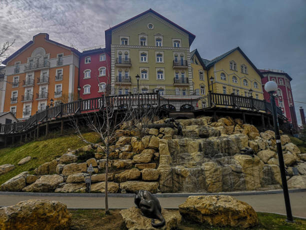 Multicolored buildings in city Ryazan in Russia