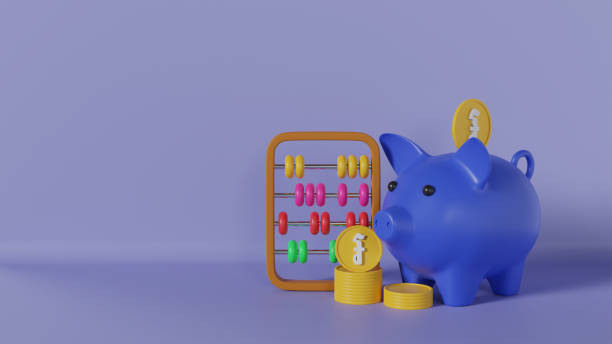 istock Riel Cryptocurrency with Piggy Bank on Blue Background 2149841128