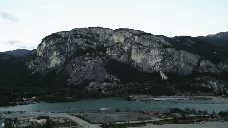 stunning mountain view of the Chief, Squamish, BC, Canada, aerial view