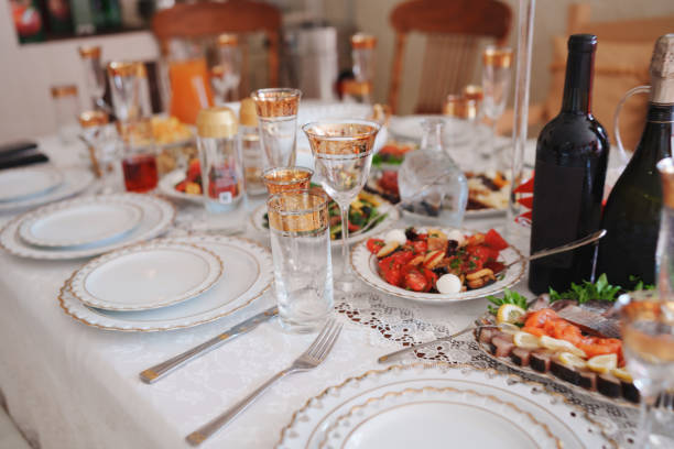 istock The table is served with classic white and gold dishes. 2149842639