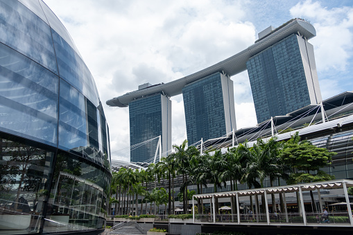 Singapore - 9 March 2024: Apple Marina Bay Sands. The World's First Floating Apple Store, designed by Foster + Partners