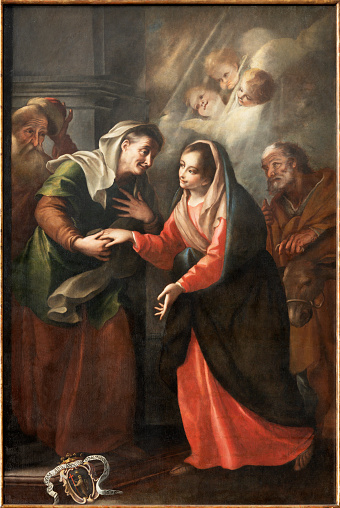 Milan - The painting of Visitation in the church Chiesa di San Bartolomeo by unknown baroque artist.