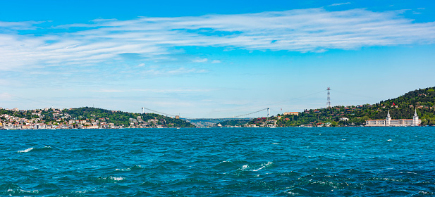Istanbul City in Turkey. Beautiful Istanbul bosphorus landscape. Amazing colored sky. Istanbul Bosphorus Bridge.