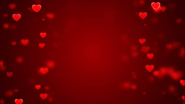 istock Romantic Hearts on the Right and Left, Center Left Empty Cinematic Red Background 2149848002