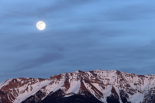 Moon rising over the Lost River Mountain Range in East Central Idaho.