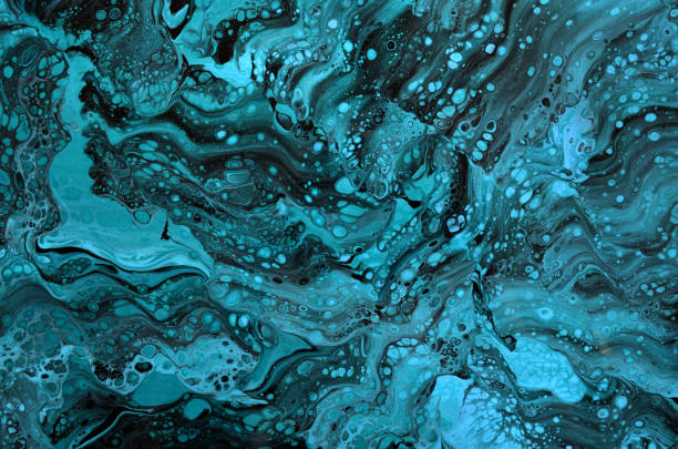 abstract art background in bright green-blue tones with a marine theme