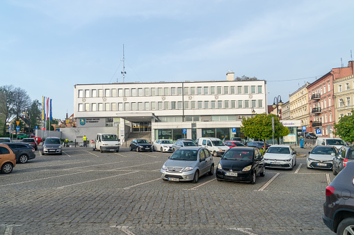 Trzebnica, Poland - April 9, 2024: Town hall of Trzebnica.