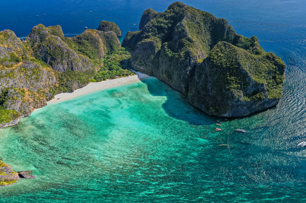 istock Aerial view of Maya bay beach in koh Phi Phi Leh, Krabi, Thailand 2149852608