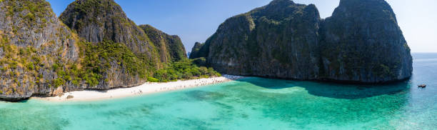 istock Aerial view of Maya bay beach in koh Phi Phi Leh, Krabi, Thailand 2149853675