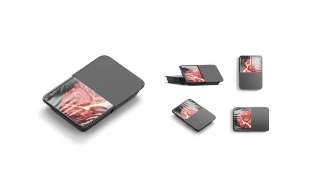 istock Blank transparent plastic beef tray white label mockup, different sides 2149853834