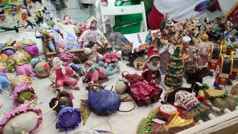 Various souvenirs on Christmas fair in Russia