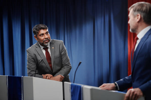 Political opponents during discussion
