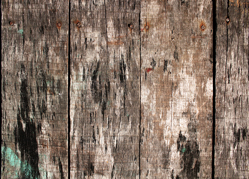 Texture of old wooden boards of brown color. Vertical or horizontal background with retro wood planks