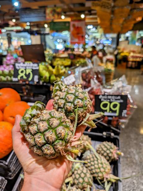 istock Holding Mini Pineapples Phulae in a Thai Fruit Market 2149860687