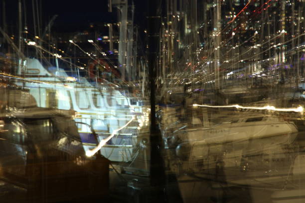 Victoria Harbor, on Vancouver Island, at night.