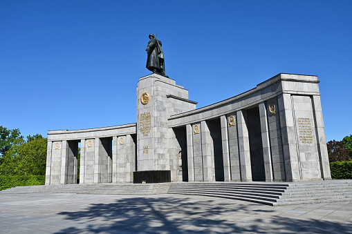 Berlin, Germany - April 21st 2024: A Soviet war memorial in central Berlin